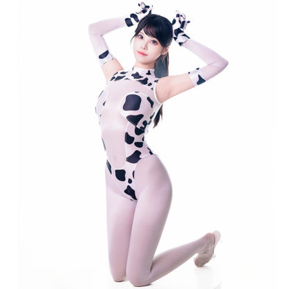 [LOST-G]牛柄 ボディスーツ コスプレ レディース ハイレグ レオタード