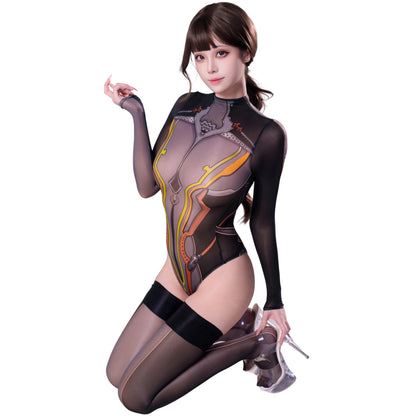 [LOST-G]サイバーボディスーツ セクシー シースルー レオタード コスプレ衣装 レディース 長袖