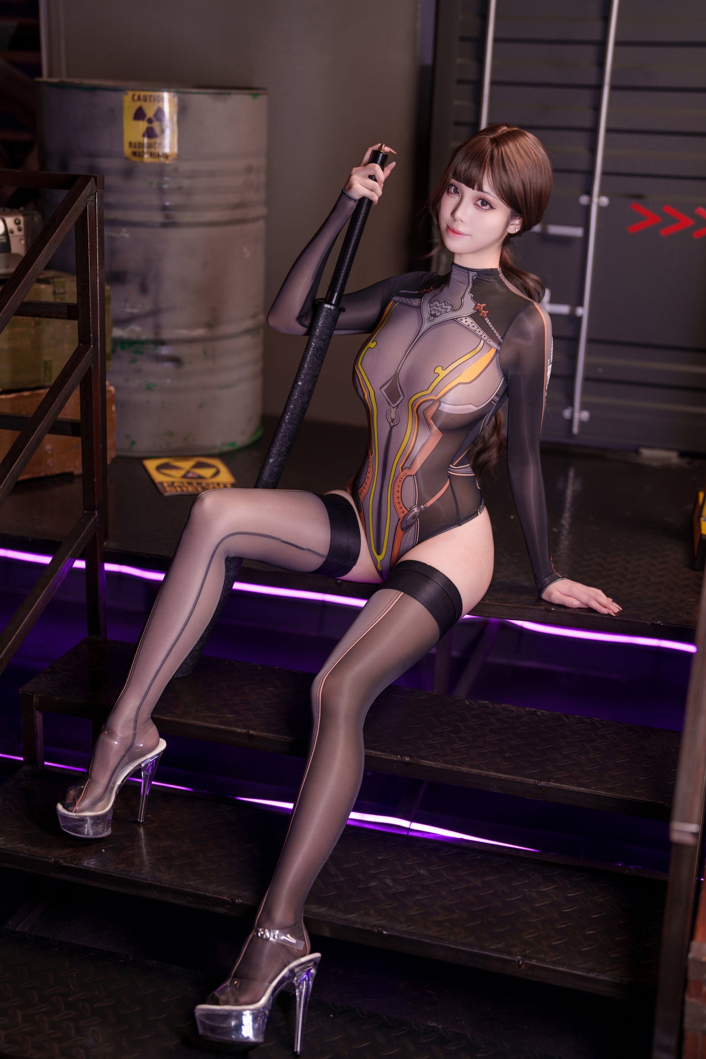 [LOST-G]サイバーボディスーツ セクシー シースルー レオタード コスプレ衣装 レディース 長袖