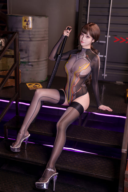 [LOST-G]サイバーボディスーツ セクシー シースルー レオタード コスプレ衣装 レディース 長袖