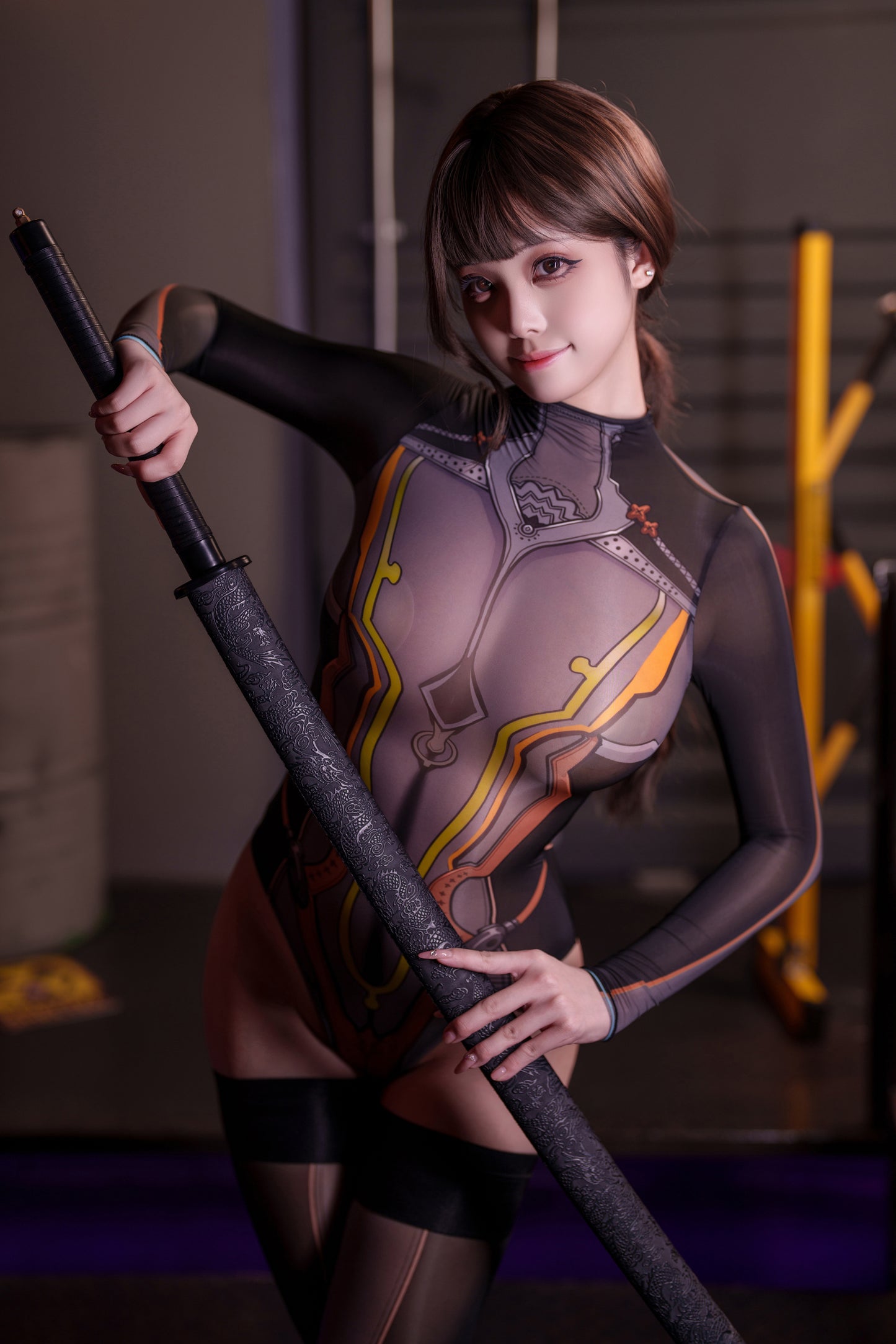 [LOST-G]サイバーボディスーツ セクシー シースルー レオタード コスプレ衣装 レディース 長袖
