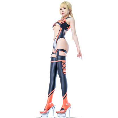 [LOST-G]サイバー ボディースーツ ガーターデザイン ニーハイ付き レディース コスプレ コスチューム
