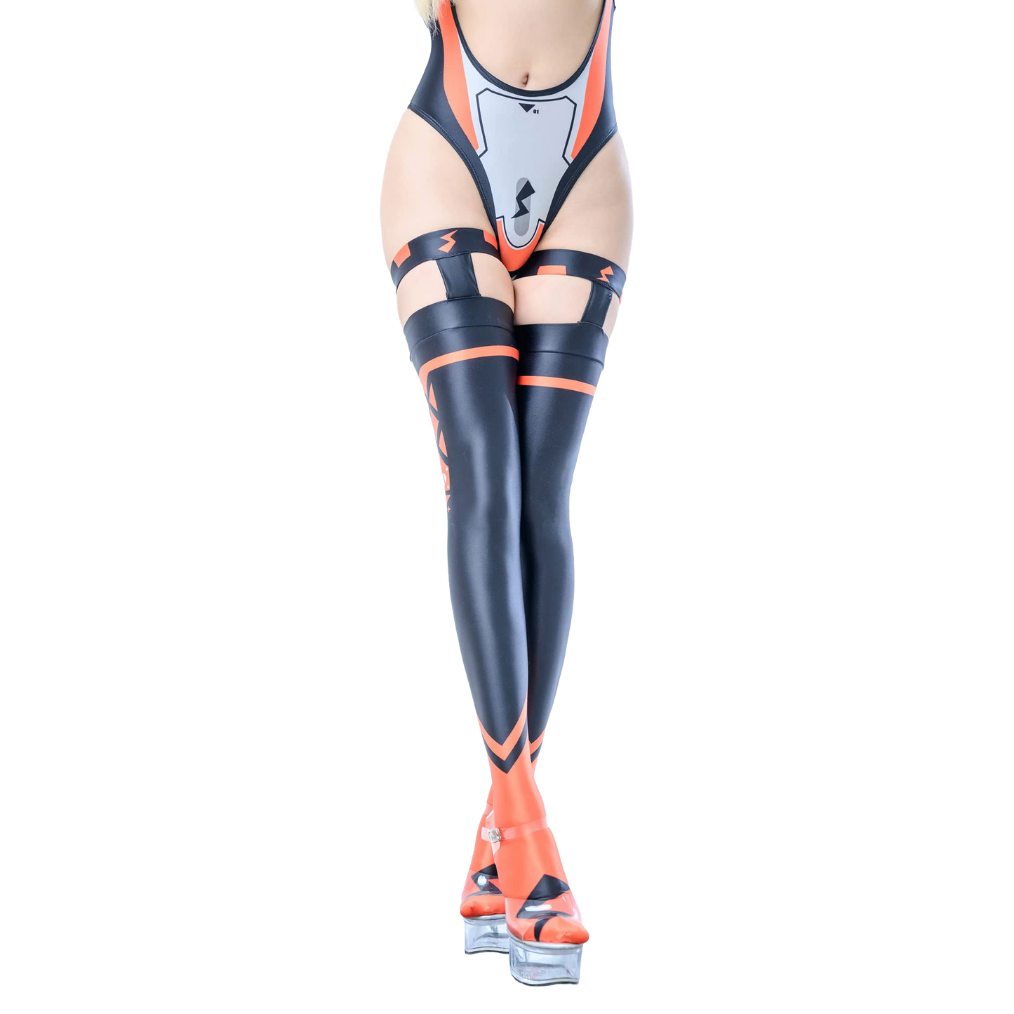[LOST-G]サイバー ボディースーツ ガーターデザイン ニーハイ付き レディース コスプレ コスチューム