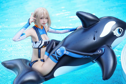 [LOST-G]サイバー レースクイーン コスチューム 5点セット レディース コスプレ ボディースーツ アームカバー ストキング