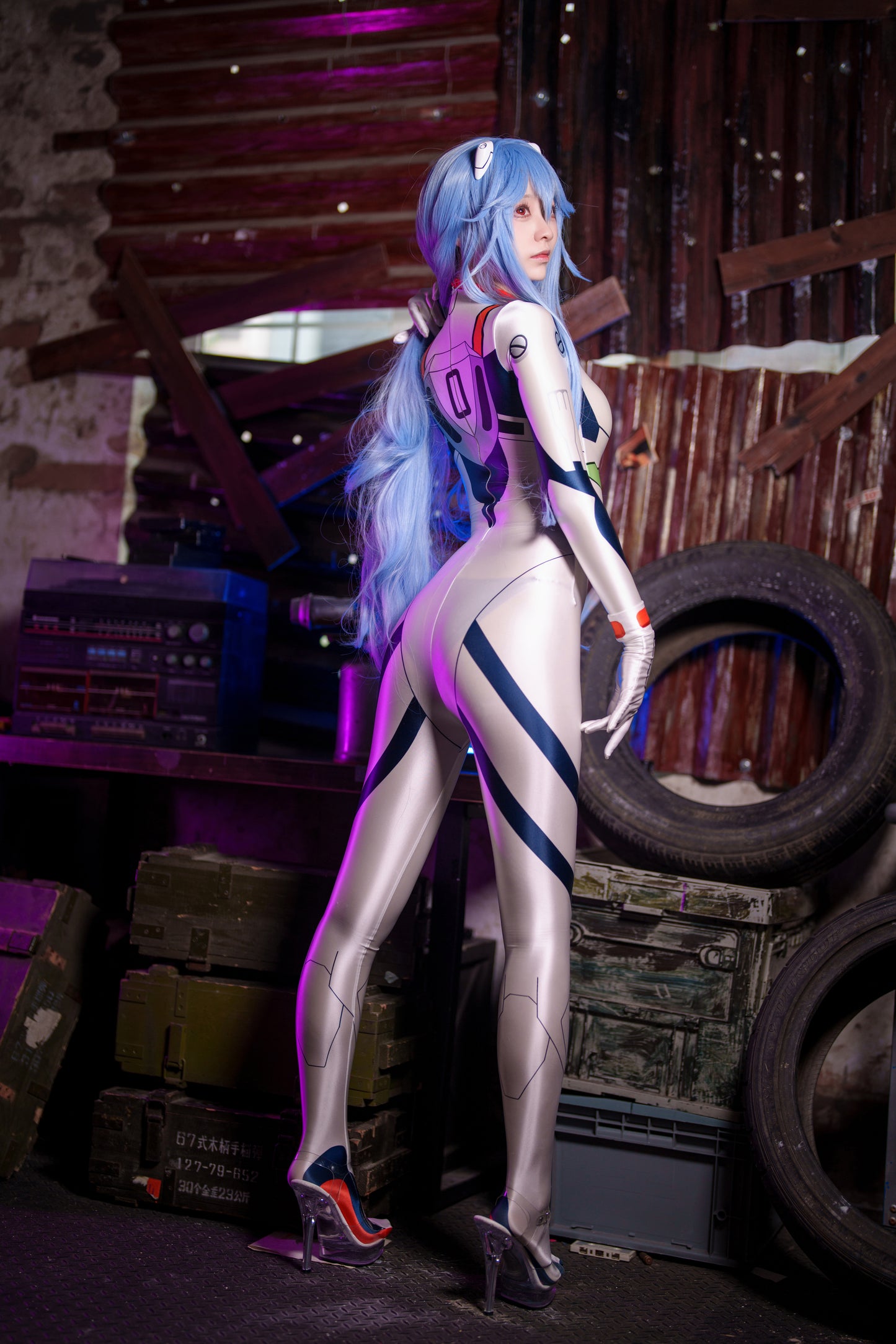 [LOST-G]サイバー 全身タイツ コスプレ ボディースーツ 光沢 ストレッチ SF アニメ風 レディース
