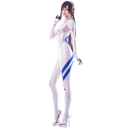 [LOST-G]サイバー 全身タイツ コスプレ ボディースーツ レディース 光沢 ストレッチ SF アニメ風 ホワイト×ピンク
