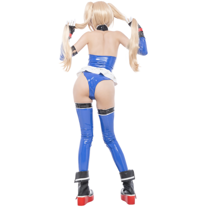 [LOST-G]光沢 バニー コスプレ ボディスーツ コスチューム セット ハイレグ ボディースーツ グローブ付き ニーハイ付き レディース