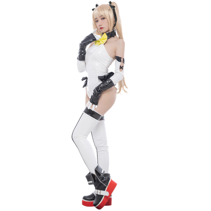 [LOST-G]光沢 バニー コスプレ ボディスーツ コスチューム セット ハイレグ ボディースーツ グローブ付き ニーハイ付き レディース