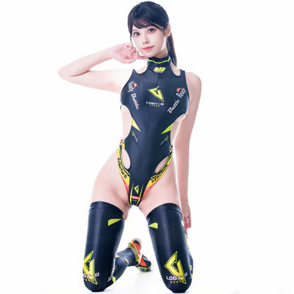 [LOST-G]サイバープリント RQコスチューム レースクイーン衣装 ハイレグ ボディスーツ ニーハイ付き