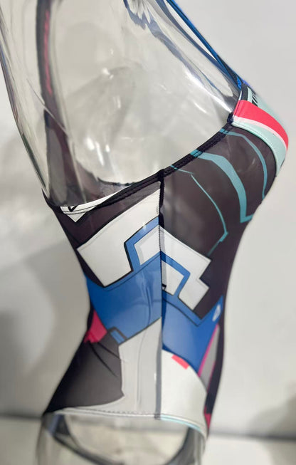 [LOST-G]サイバープリント ハイレグ水着風 ボディスーツ レディース コスプレ SFデザイン シースルー セクシー スイムウェア
