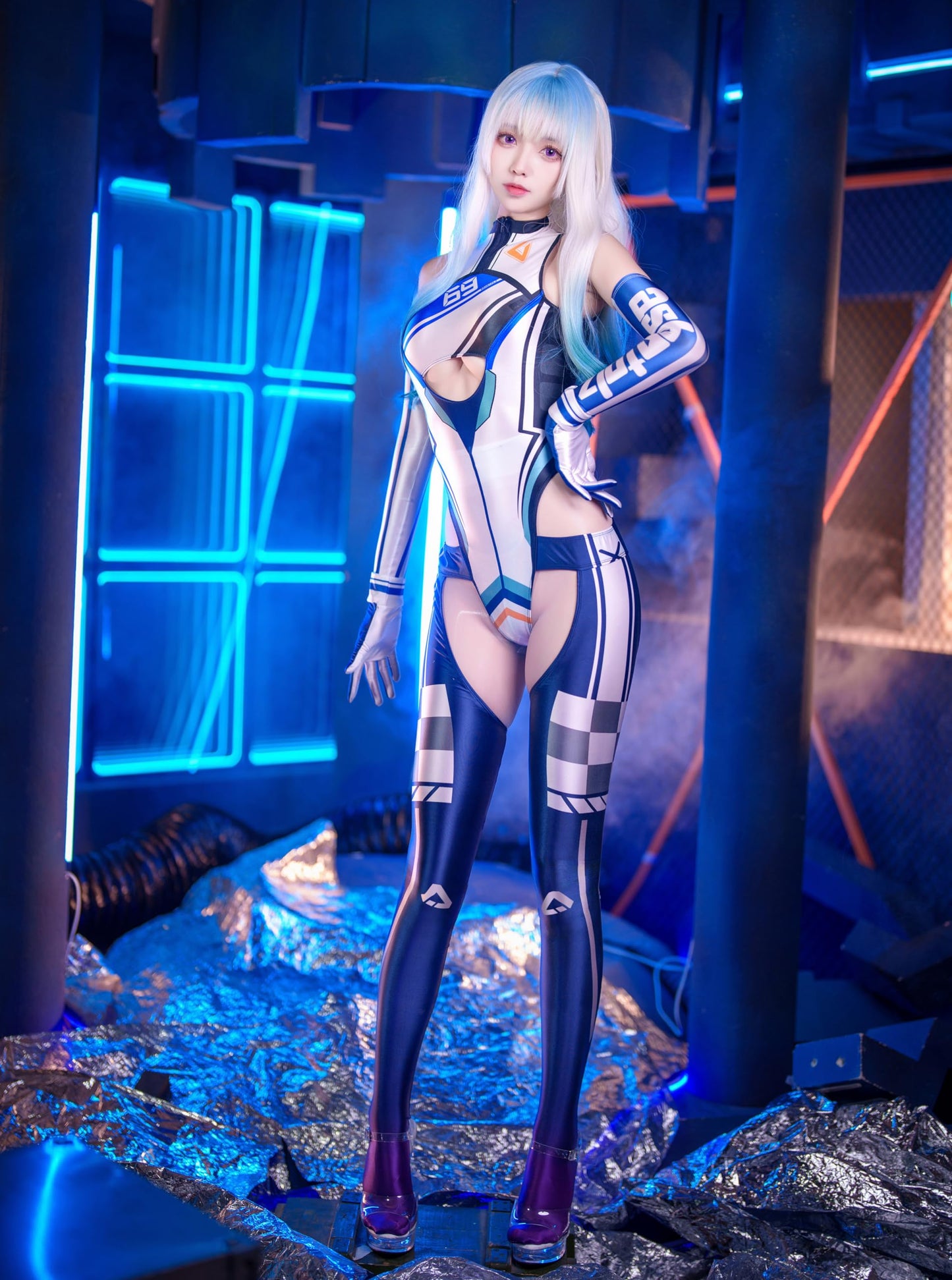 [LOST-G]サイバー ボディースーツ 手袋 アームカバー付き レディース コスプレ コスチューム 全6色