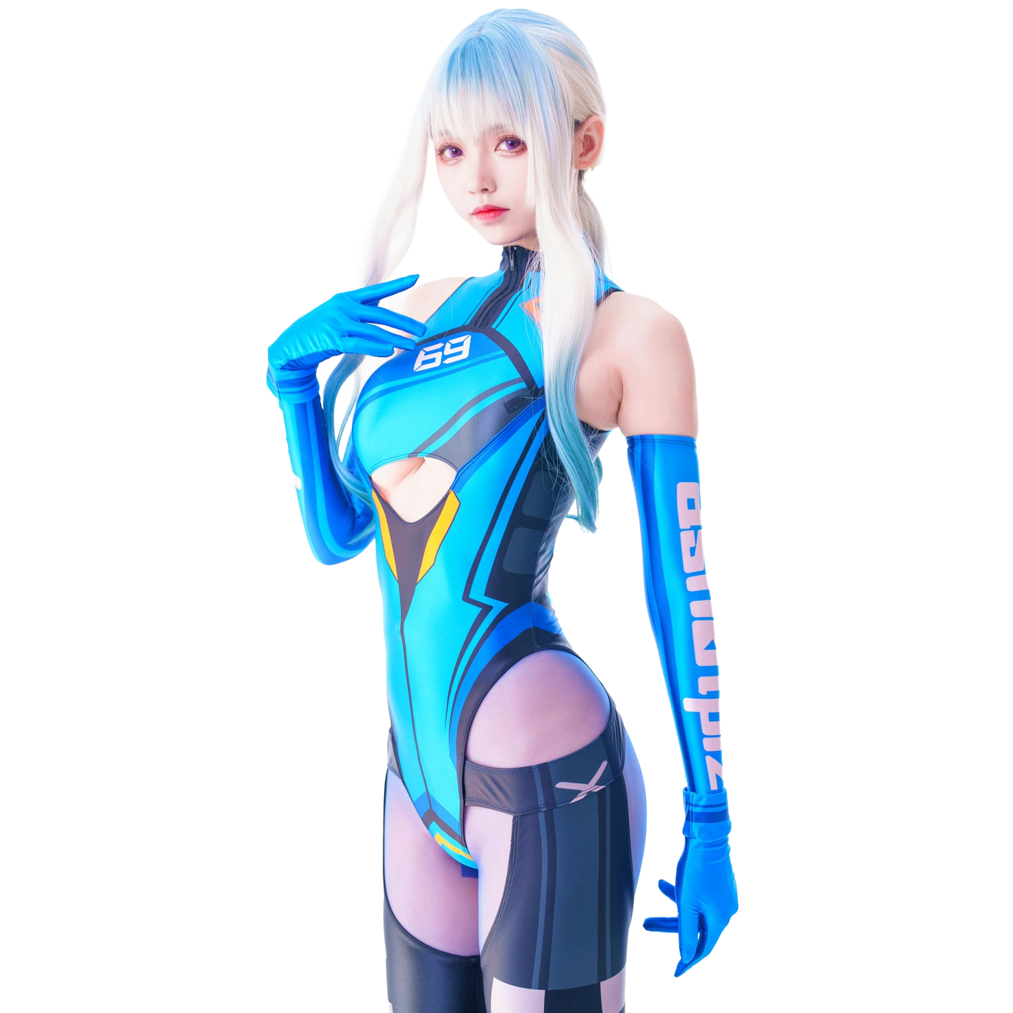 [LOST-G]サイバー ボディースーツ 手袋 アームカバー付き レディース コスプレ コスチューム 全6色