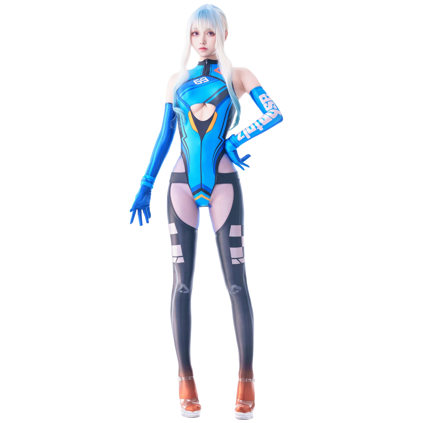 [LOST-G]サイバー ボディースーツ 手袋 アームカバー付き レディース コスプレ コスチューム 全6色