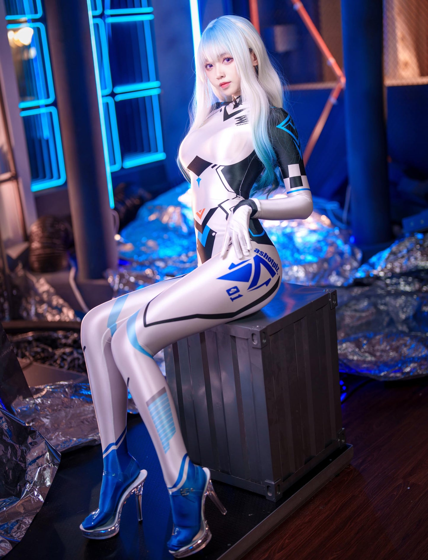 サイバー ボディスーツ ホワイト レディース 未来SF コスプレ