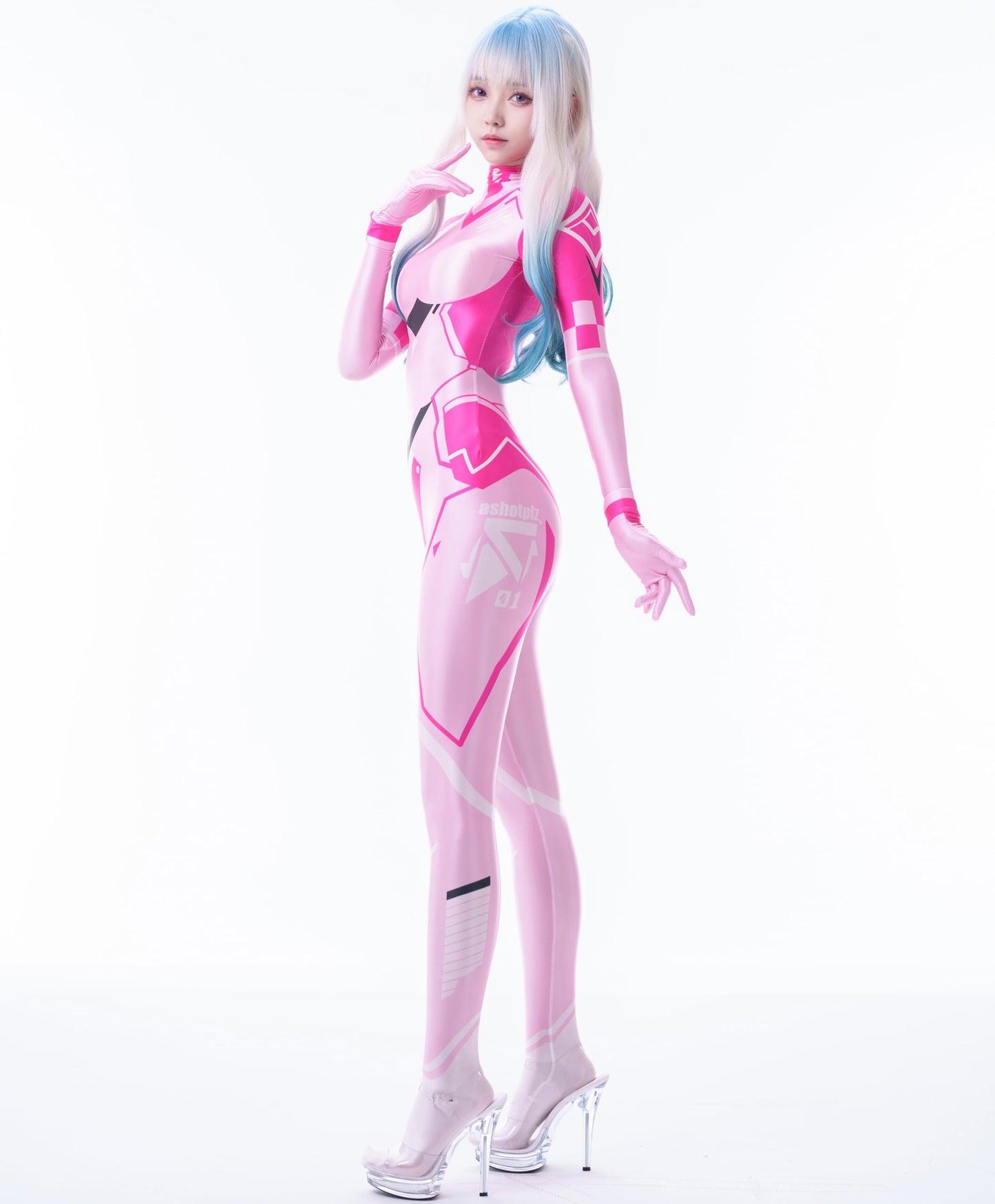 サイバー ボディスーツ ピンク レディース 全身タイツ コスプレ