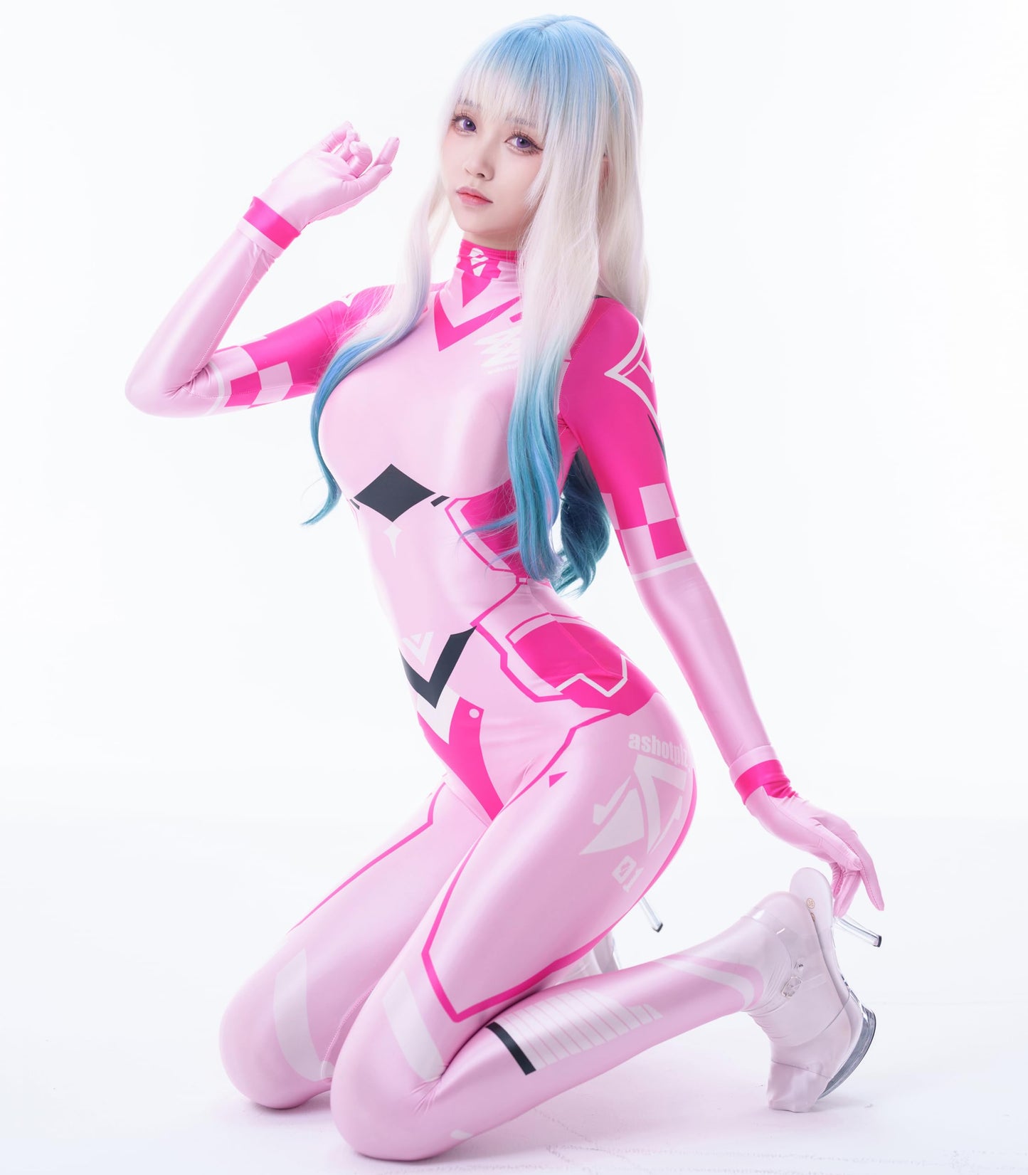 サイバー ボディスーツ ピンク レディース 全身タイツ コスプレ