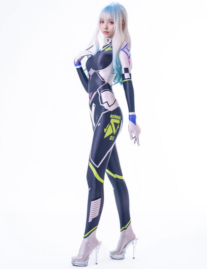 サイバー ボディスーツ ネイビー レディース コスプレ 全身タイツ