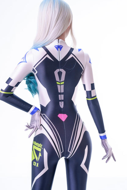 サイバー ボディスーツ ネイビー レディース コスプレ 全身タイツ